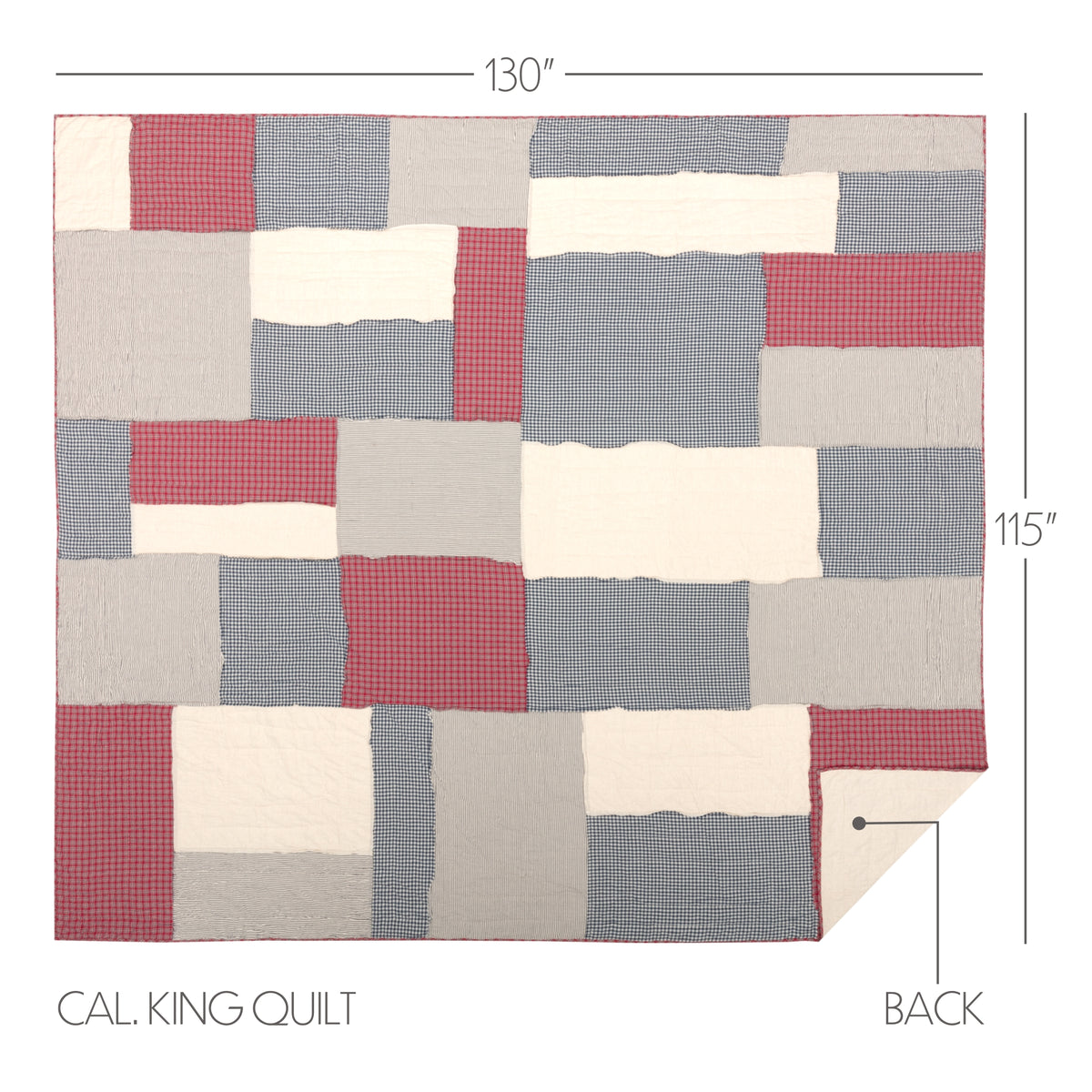 Hatteras 5PC Americana Red Bedding Set Cal King (1 Quilt, 2 Shams, 2 Pillowcases)