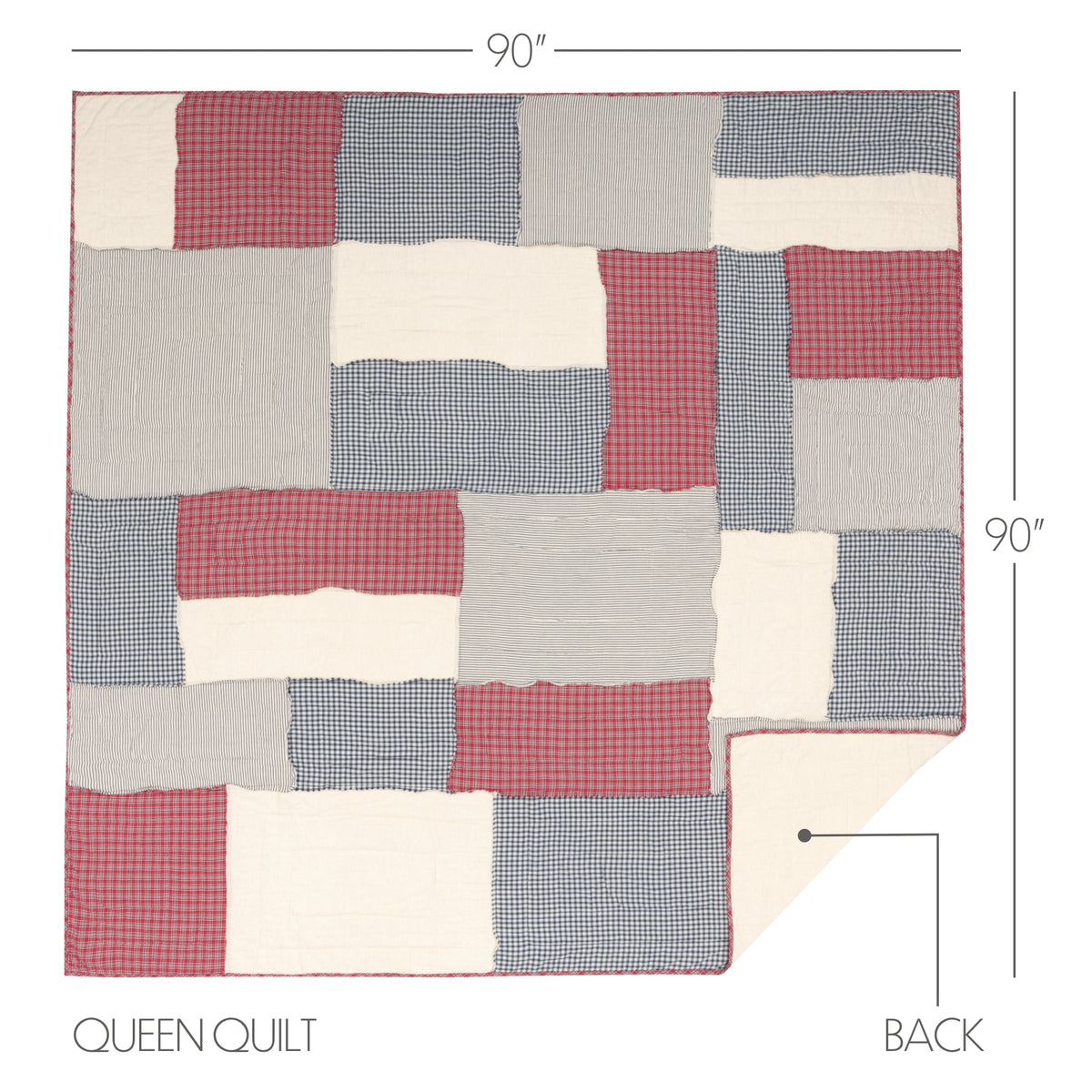 Hatteras 5PC Americana Red Bedding Set Queen (1 Quilt, 2 Shams, 2 Pillowcases)