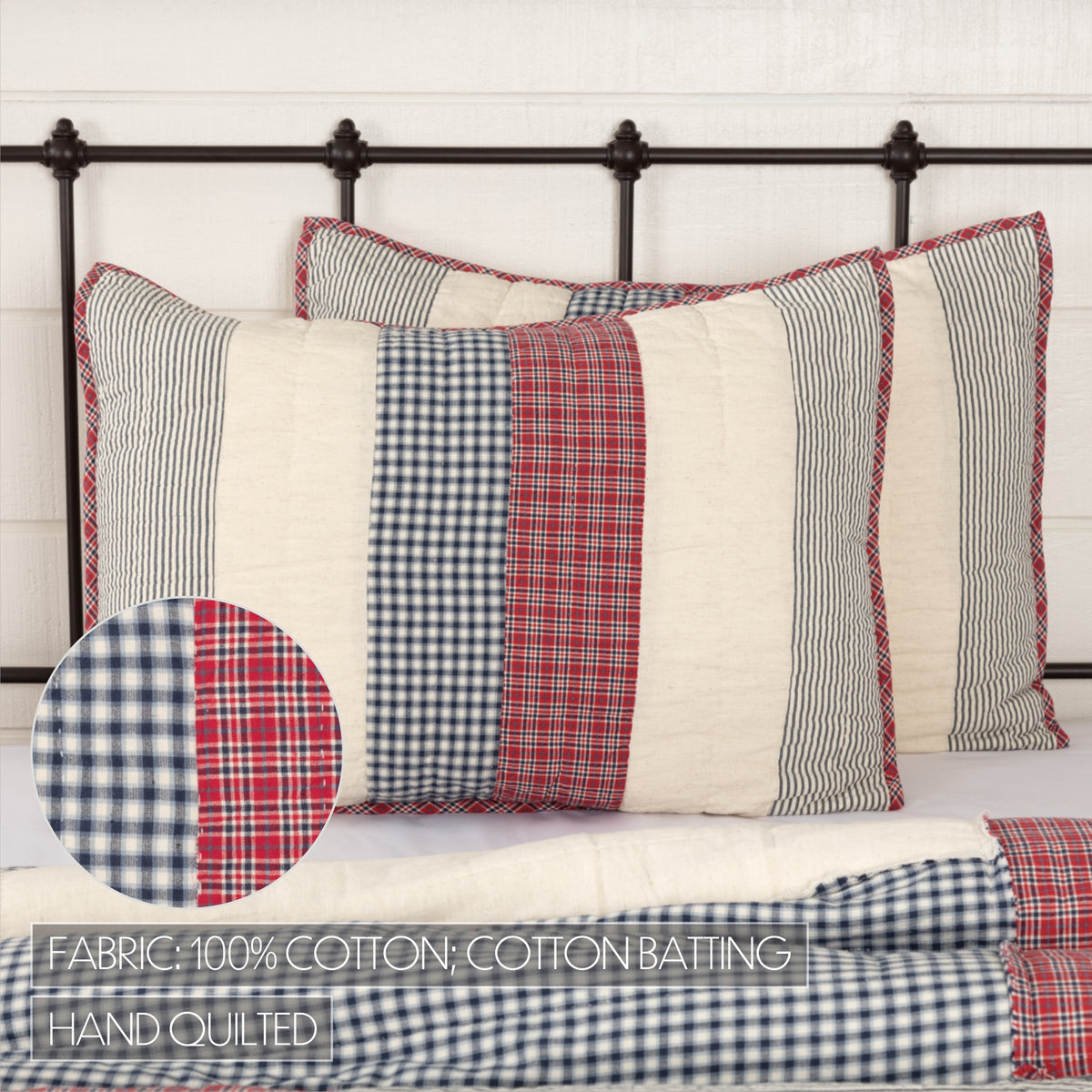 Hatteras 5PC Americana Red Bedding Set Queen (1 Quilt, 2 Shams, 2 Pillowcases)