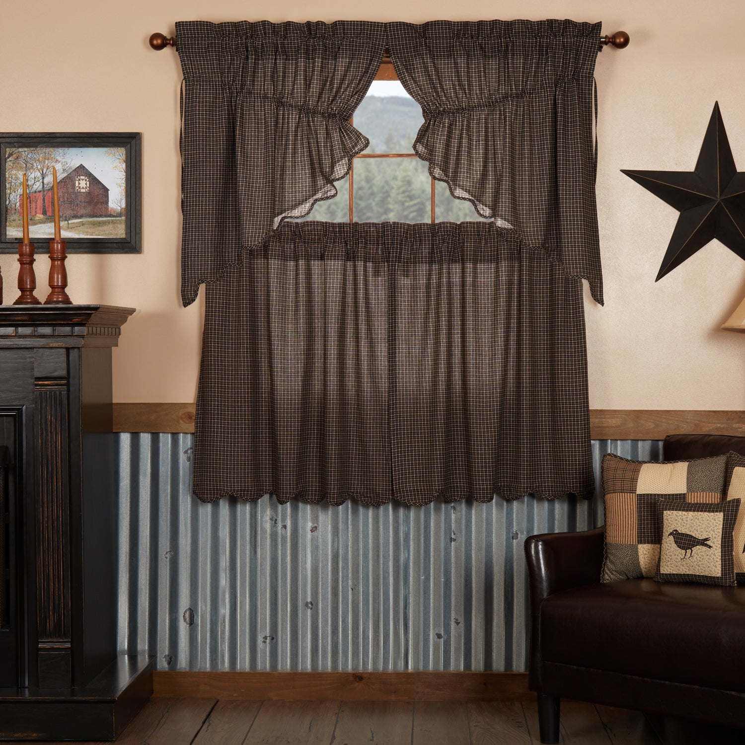 Kettle Grove Plaid Curtain Set