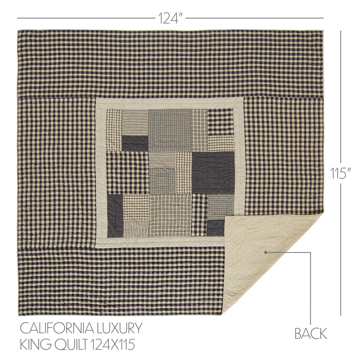 My Country 5PC Navy Bedding Set Cal/Lux King (1 Quilt, 2 Shams, 2 Pillowcases)