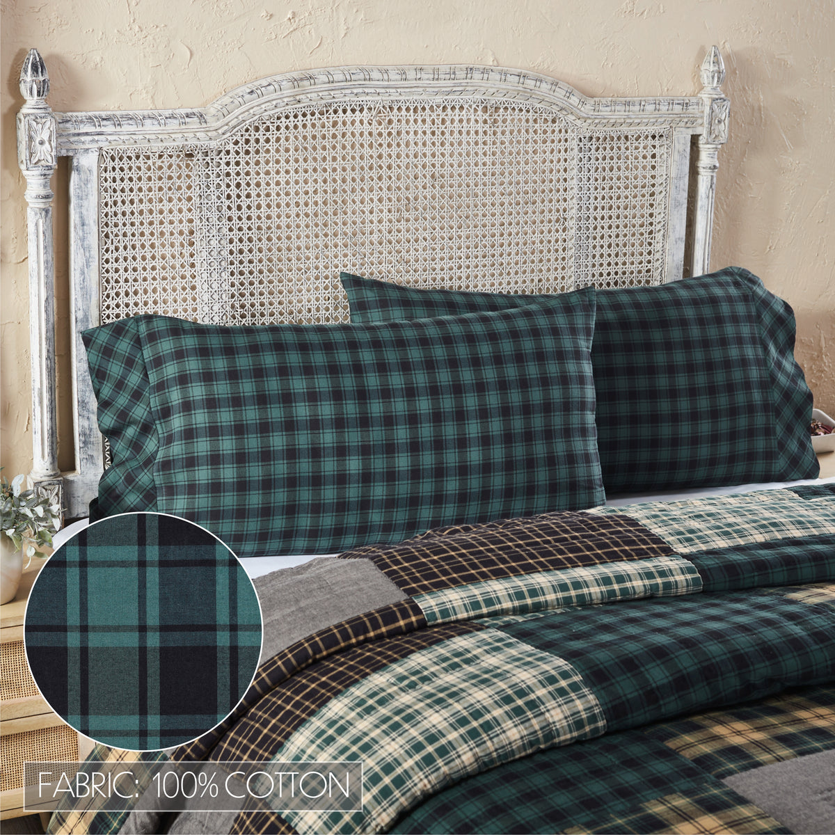 Pine Grove 5PC Pine Green Bedding Set Cal King (1 Quilt, 2 Shams, 2 Pillowcases)