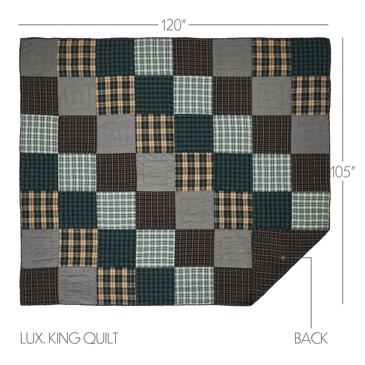 Pine Grove 5PC Pine Green Bedding Set Luxury King (1 Quilt, 2 Shams, 2 Pillowcases)