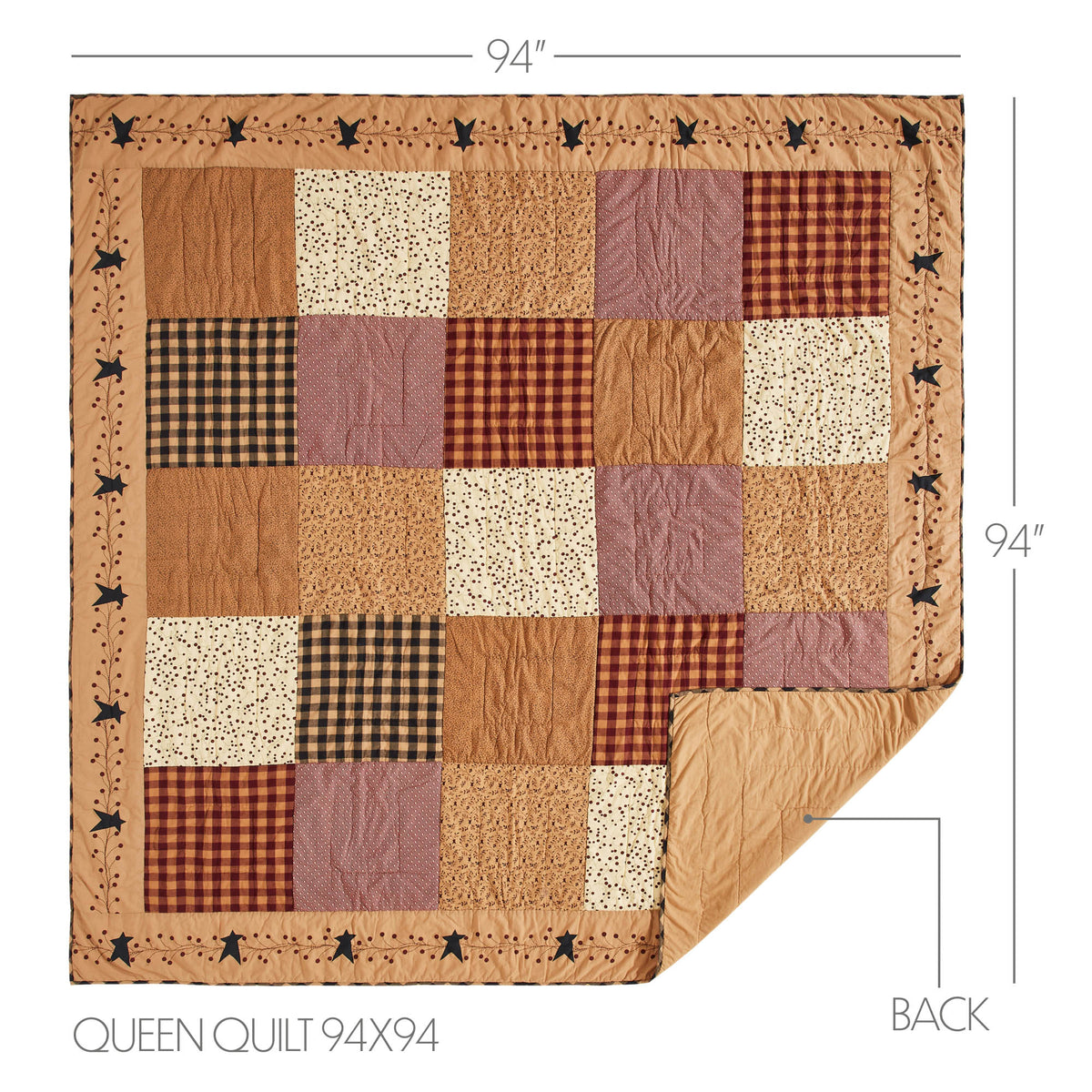 Pip Vinestar 5PC Burgundy Bedding Set Queen (1 Quilt, 2 Shams, 2 Pillowcases)