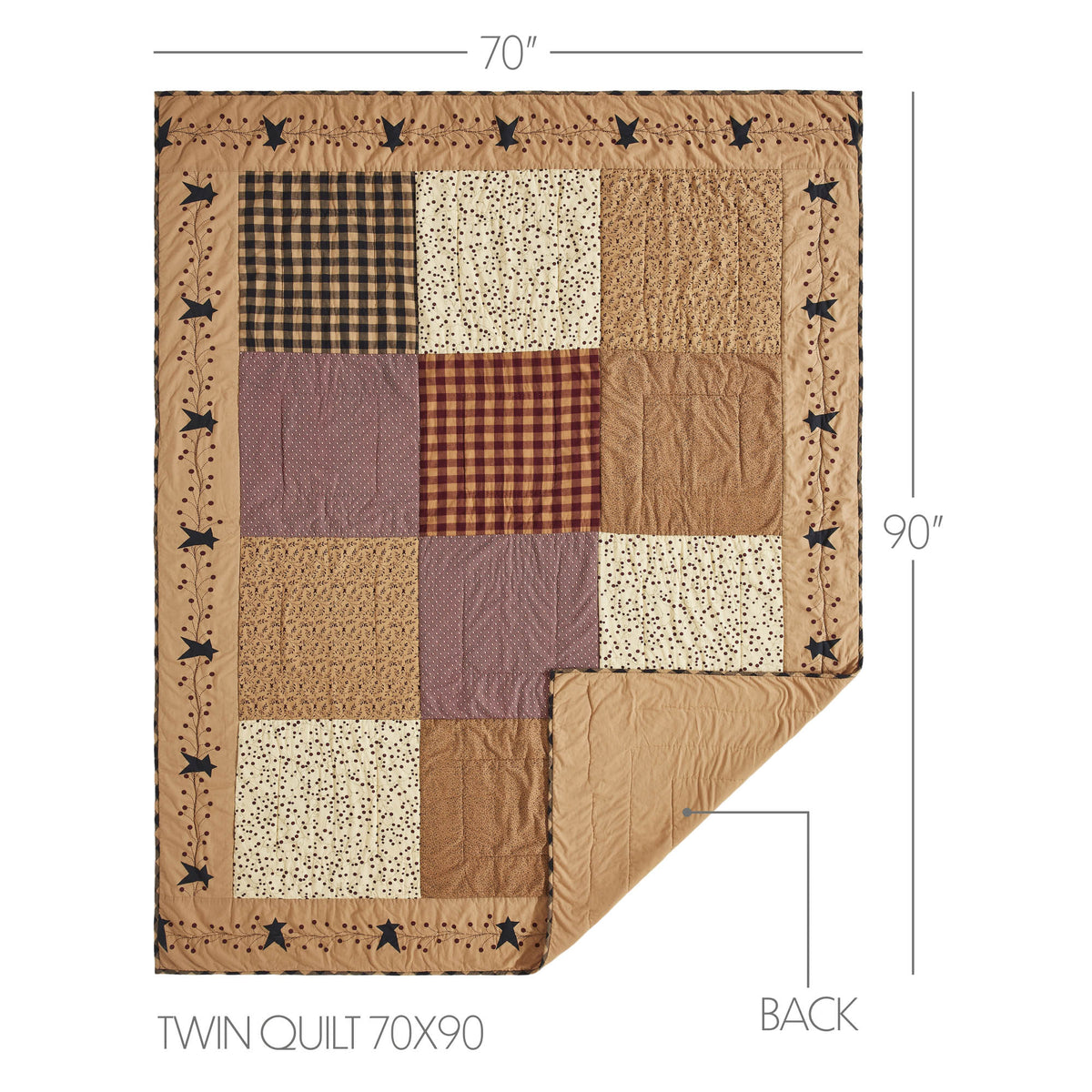 Pip Vinestar 5PC Burgundy Bedding Set Twin (1 Quilt, 2 Shams, 2 Pillowcases)