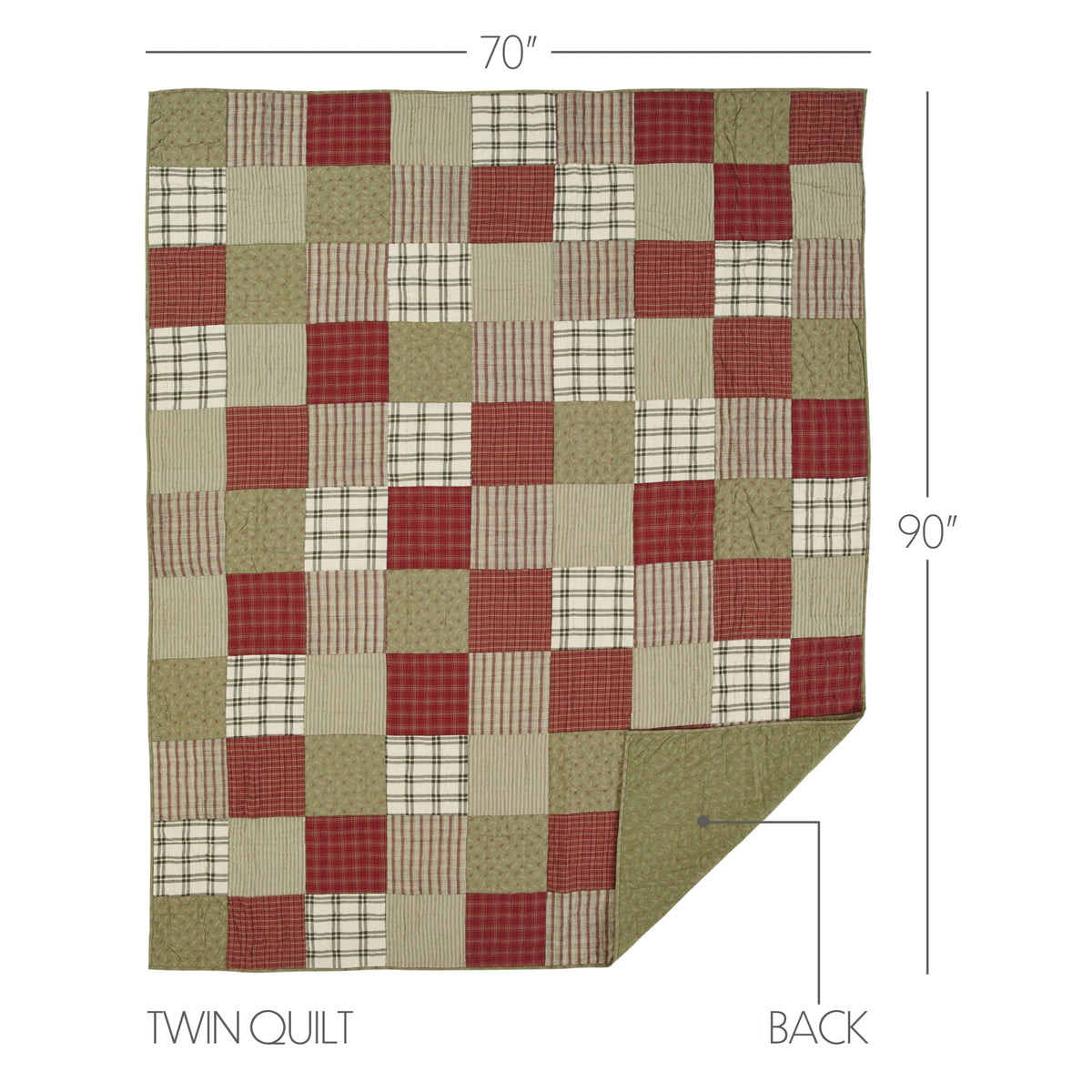 Prairie Winds 6PC Brick Red Bedding Set Twin (1 Quilt, 2 Shams, 2 Pillowcases, 1 Bedskirt)