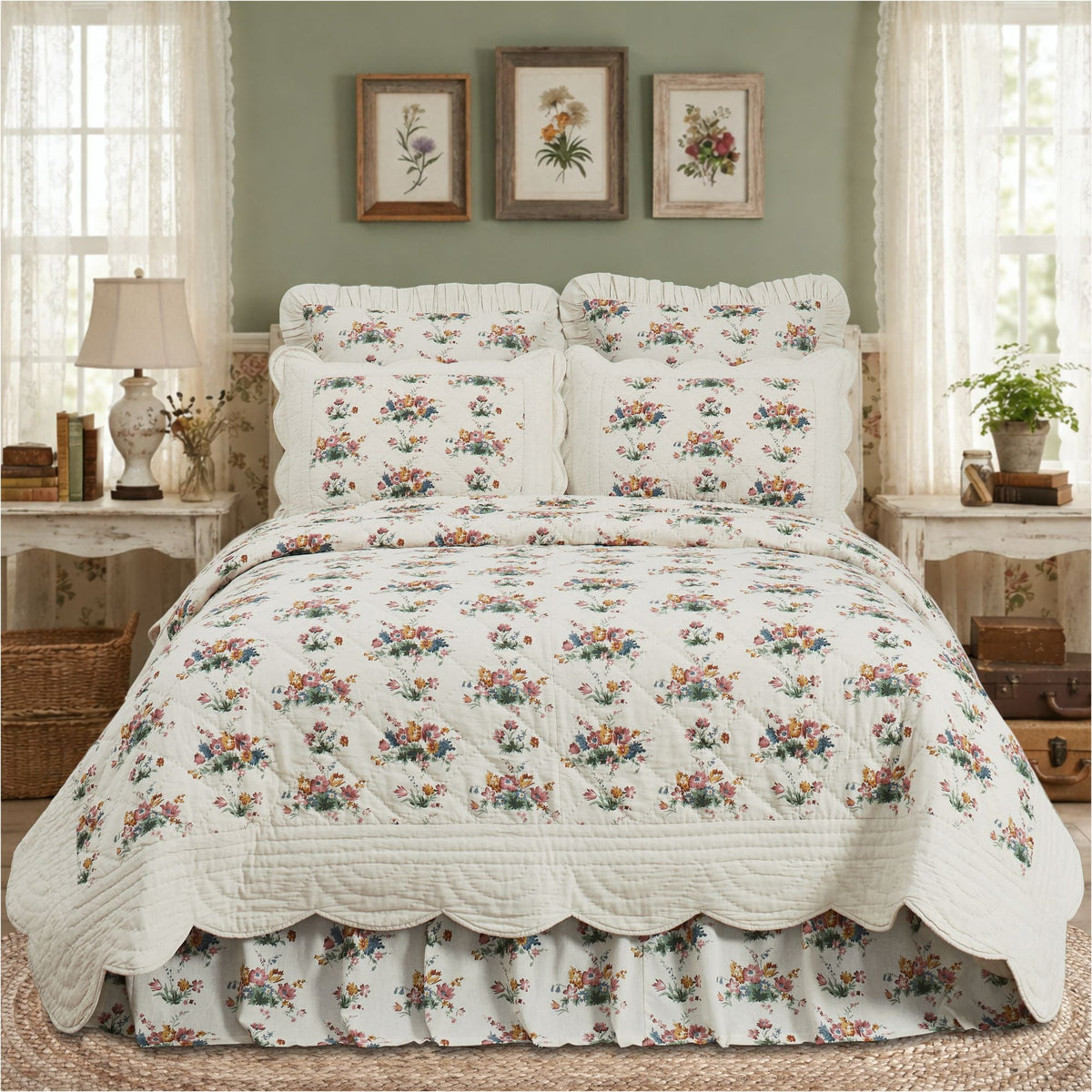 Rosehill Cottage 4PC Dusty Rose Bedding Set