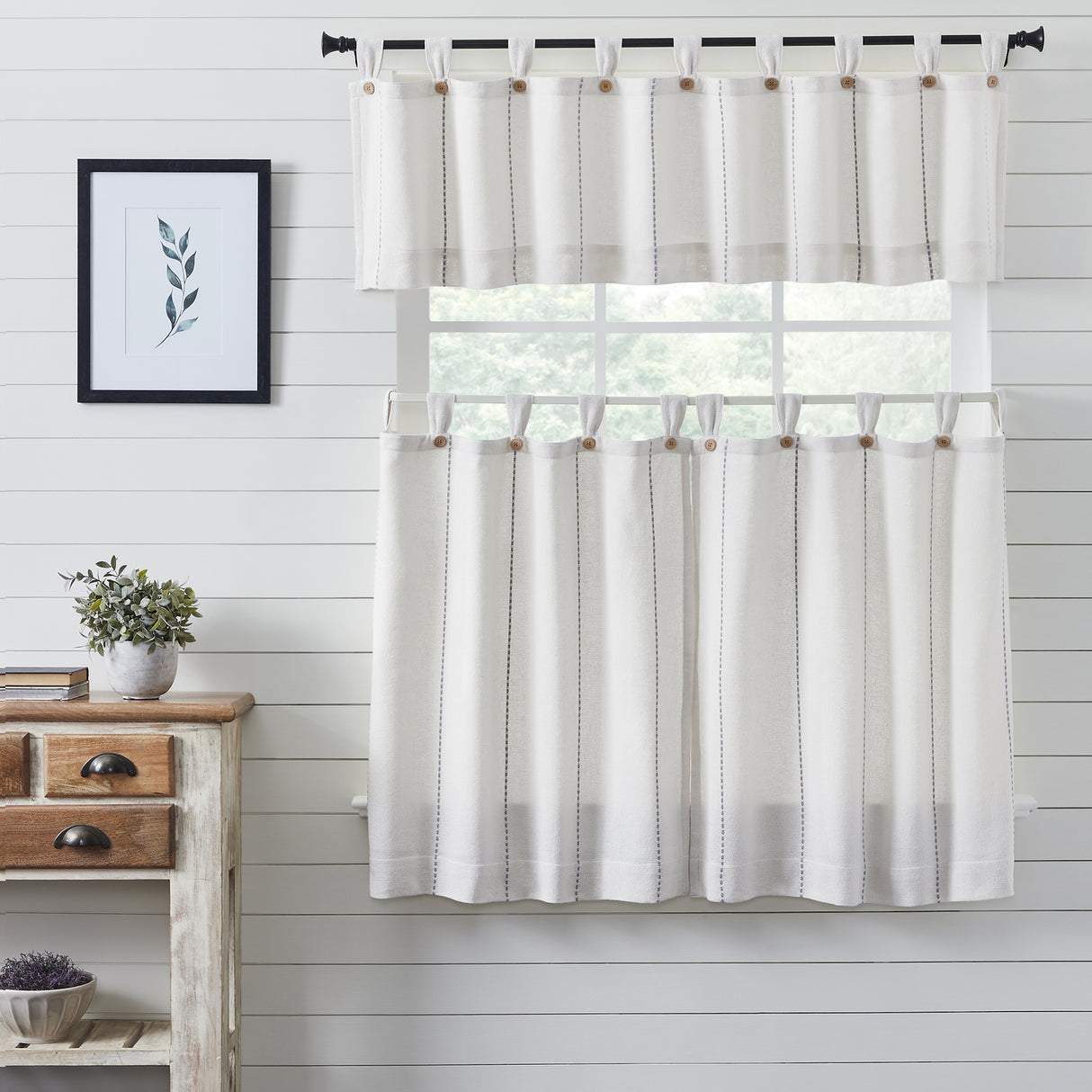 Stitched Burlap Curtain Set