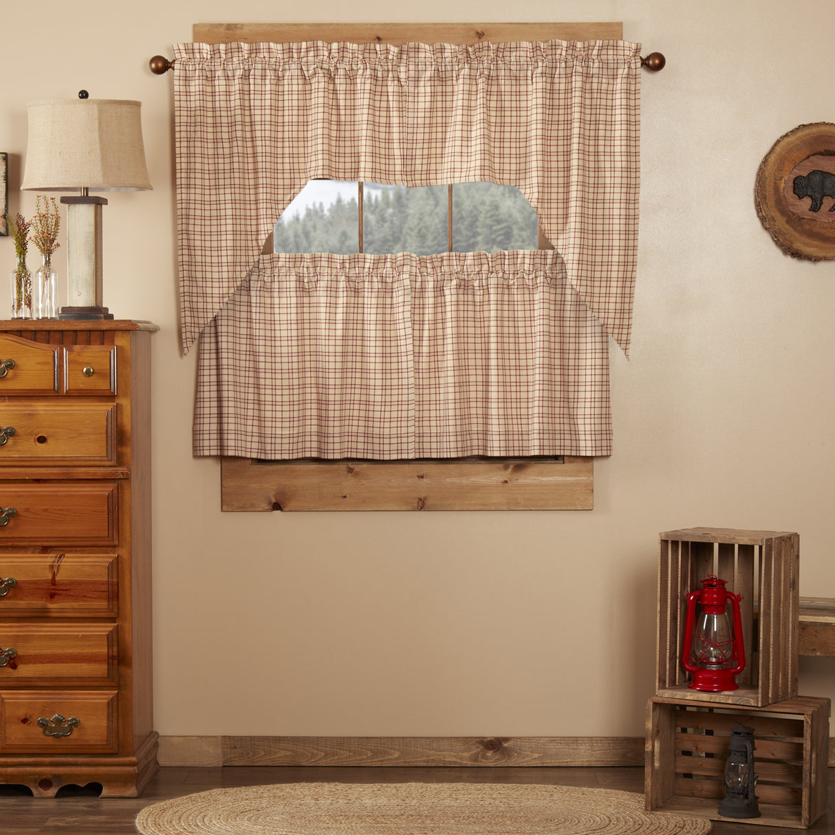 Tacoma 4 PC Creme Curtain Set (2 Swag 36x16 and 2 Tier 24x36)