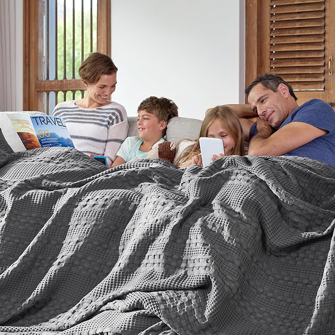 100% Cotton Waffle Weave Blanket & Sham Set of 2