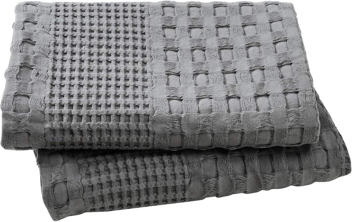 100% Cotton Waffle Weave Blanket & Sham Set of 2