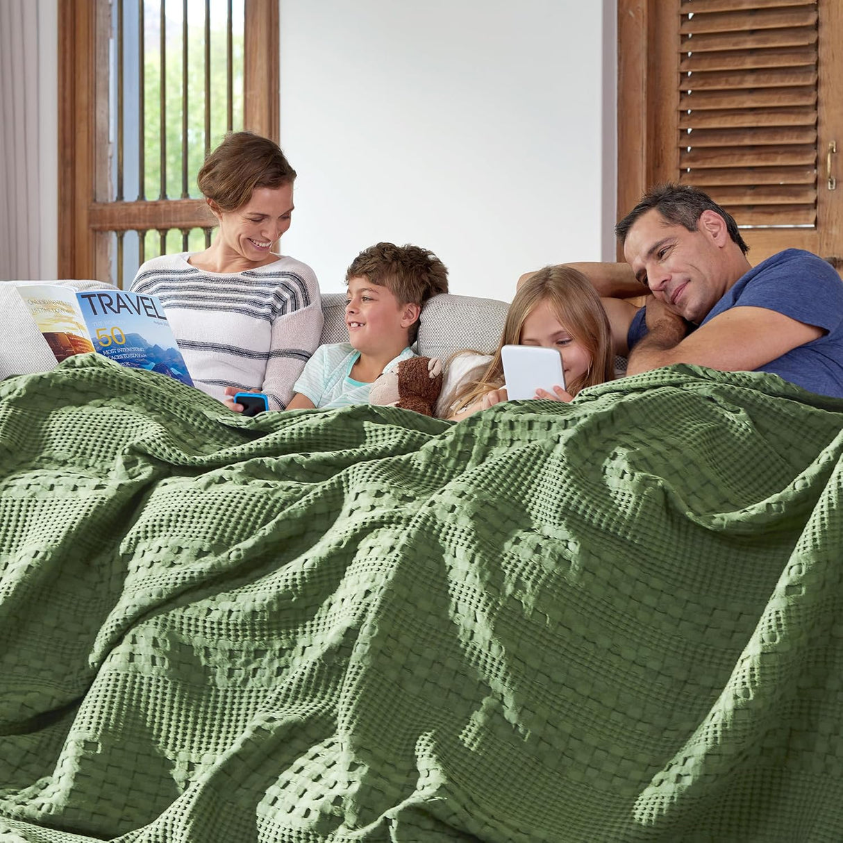 100% Cotton Waffle Weave Blanket & Sham Set of 2