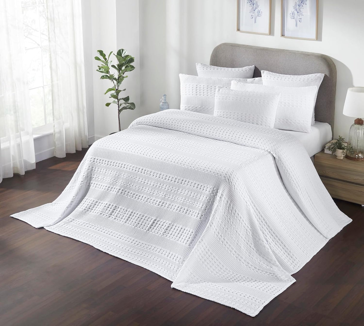 100% Cotton Waffle Weave Blanket & Sham Set of 2
