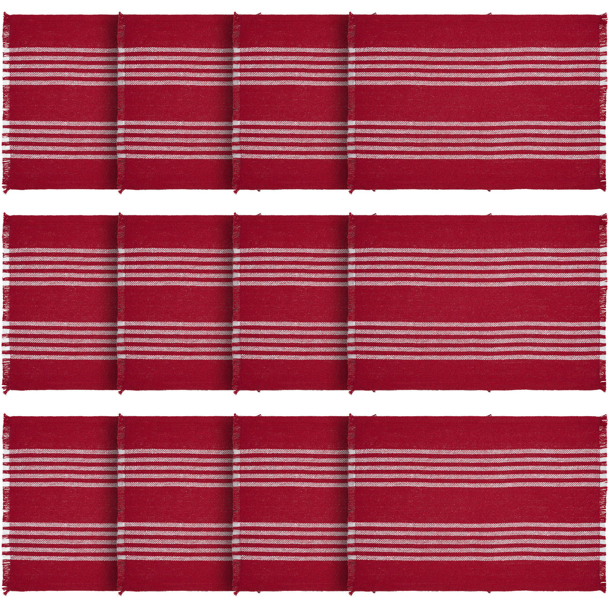Arendal Red Stripe Placemat Set of 2 Fringed 13x19, 6 Pack 12 Pack