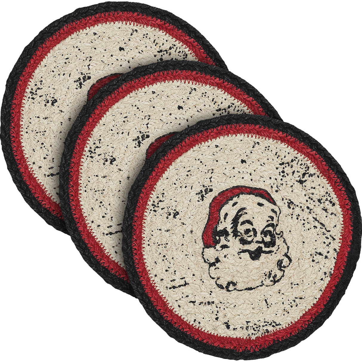 Jolly Ole Santa Jute Trivet 8 inch Diameter, Set of 3