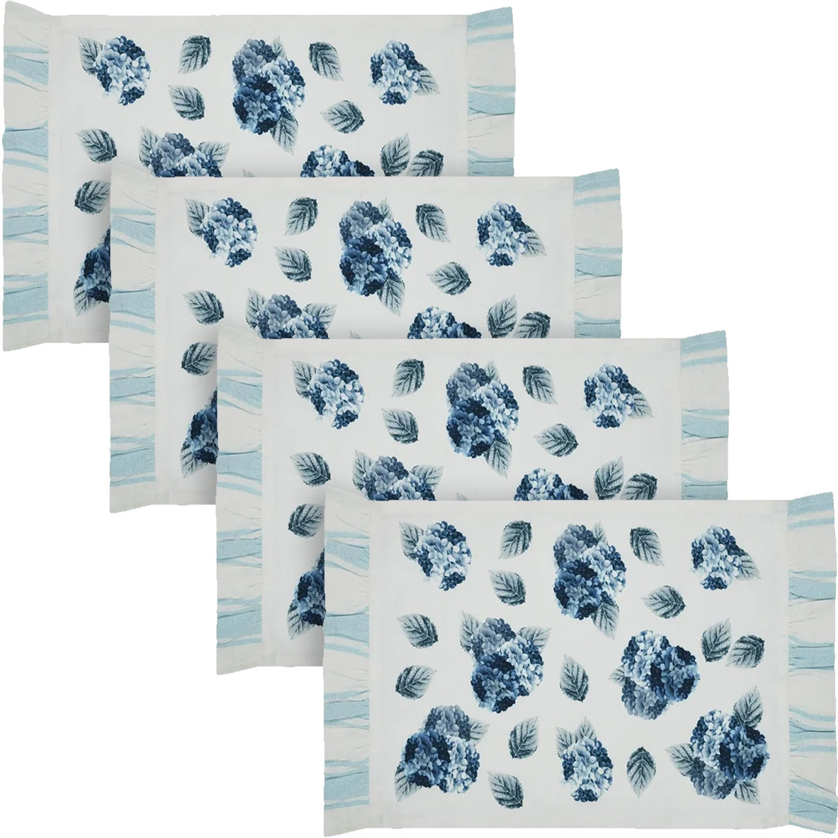Finders Keepers Hydrangea Ruffled Placemat Set of 2 13x19, 4 Pack