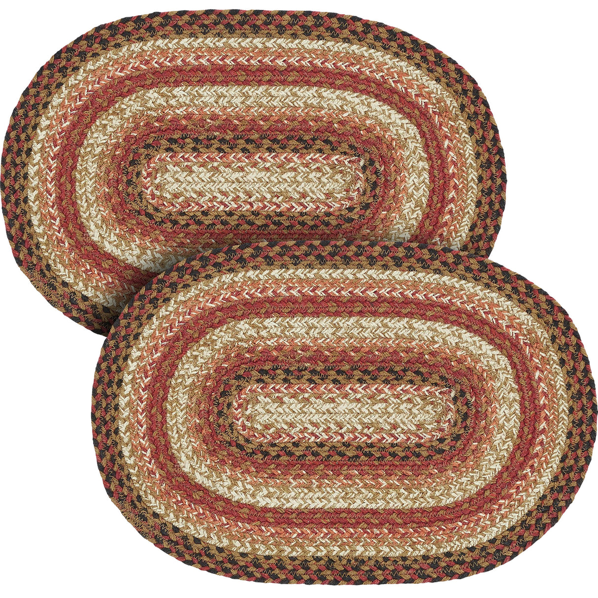 Ginger Spice Table Placemat, Orange Red Natural, Jute Blend, Oval, 12x18 Inches, 2 Pack