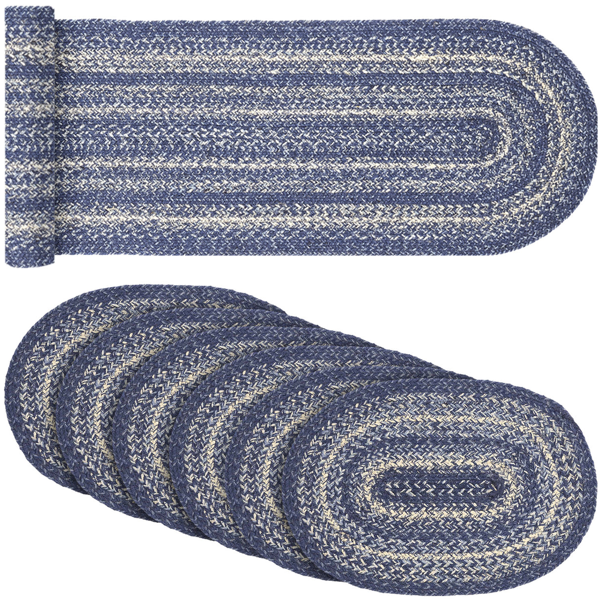 Great Falls Blue Indigo 13x72 Table Runner & 6 pc 10x15 Placemat Set