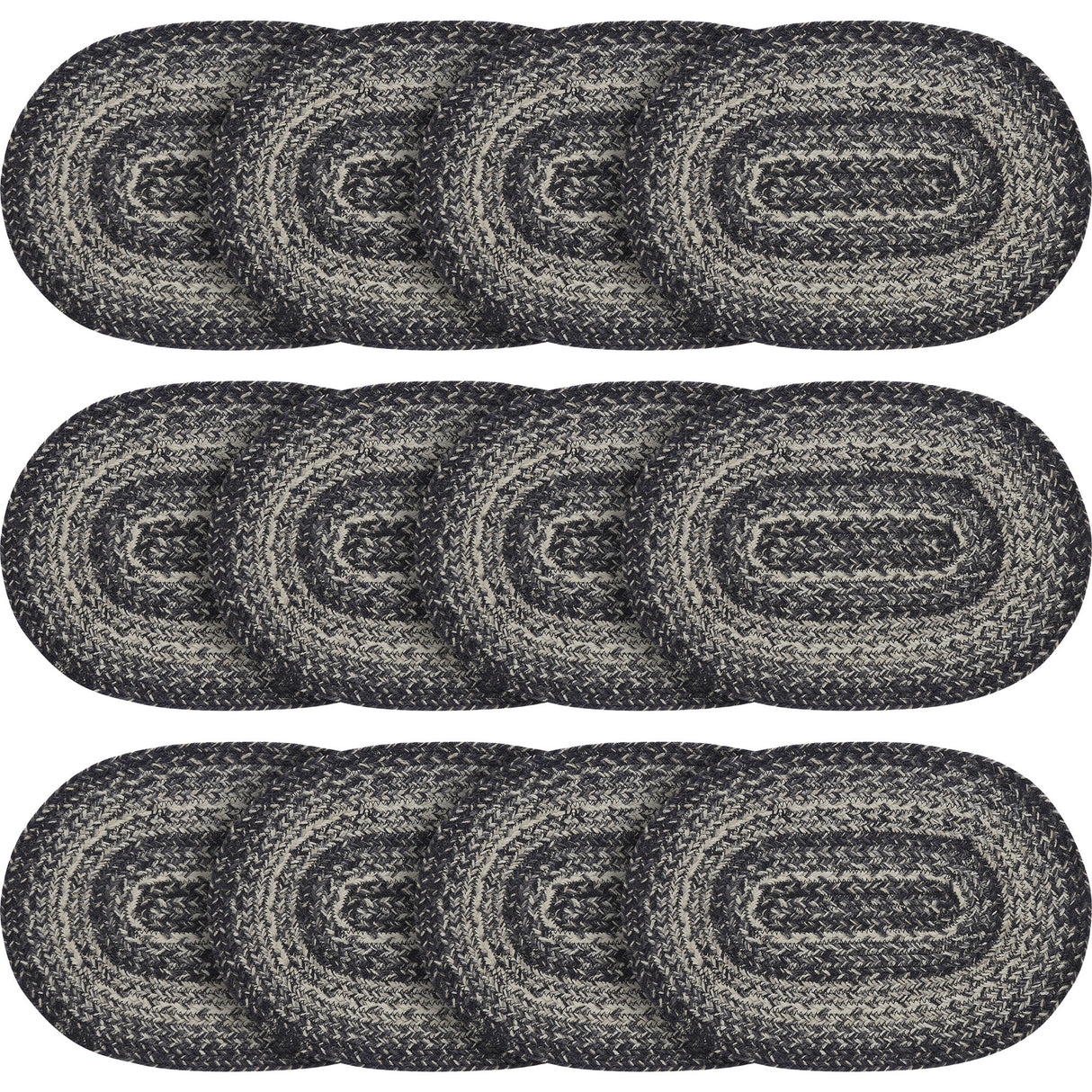 Sawyer Mill Black White Jute Oval Placemat 10x15, 12 Pack 12 Pack