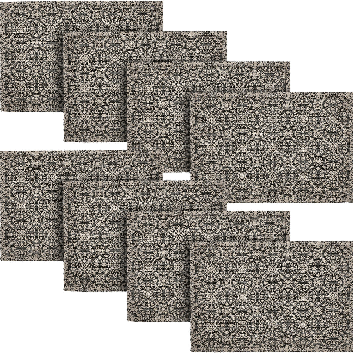 Custom House Black Tan Jacquard Placemat Set of 2 13x19, 4 Pack 8 Pack