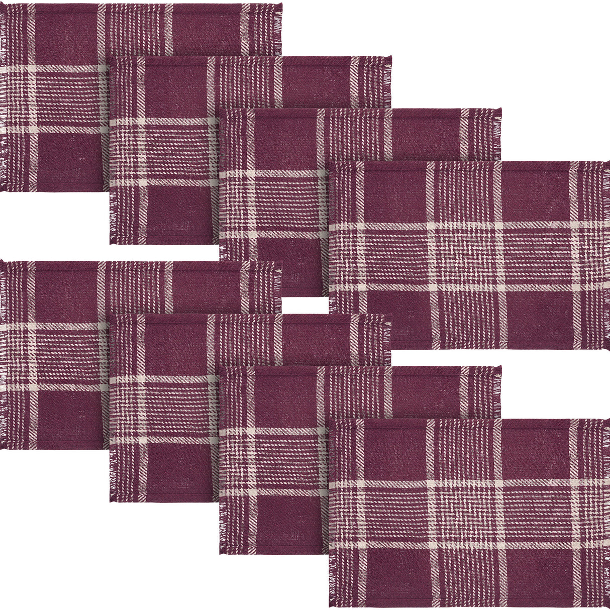 Eston Burgundy Tan Plaid Placemat Set of 2 13x19, 4 Pack 8 Pack