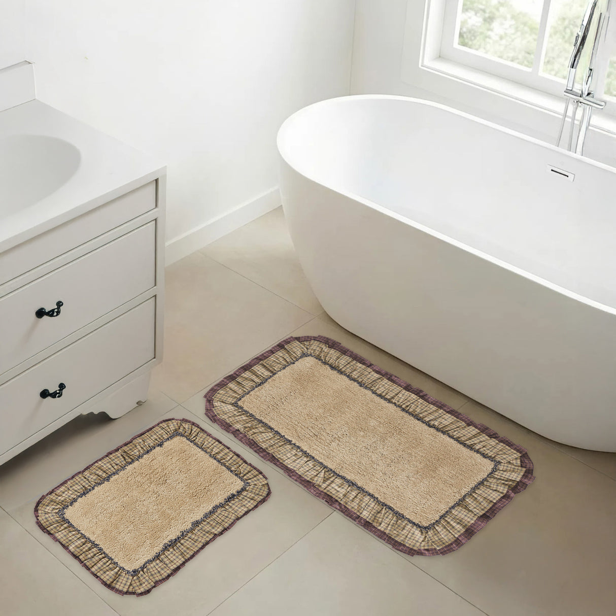VHC Brands Millsboro Khaki 2pc Bathhmat Set, 20x30 and 27x48