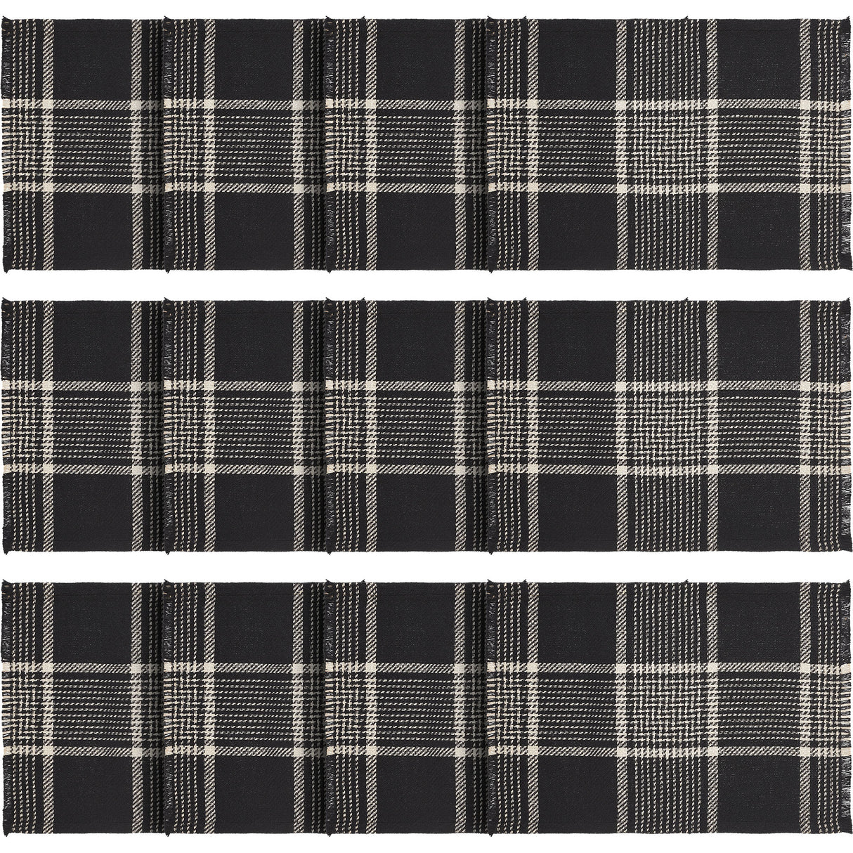 Eston Black Tan Plaid Placemat Set of 2 13x19, 6 Pack 12 Pack