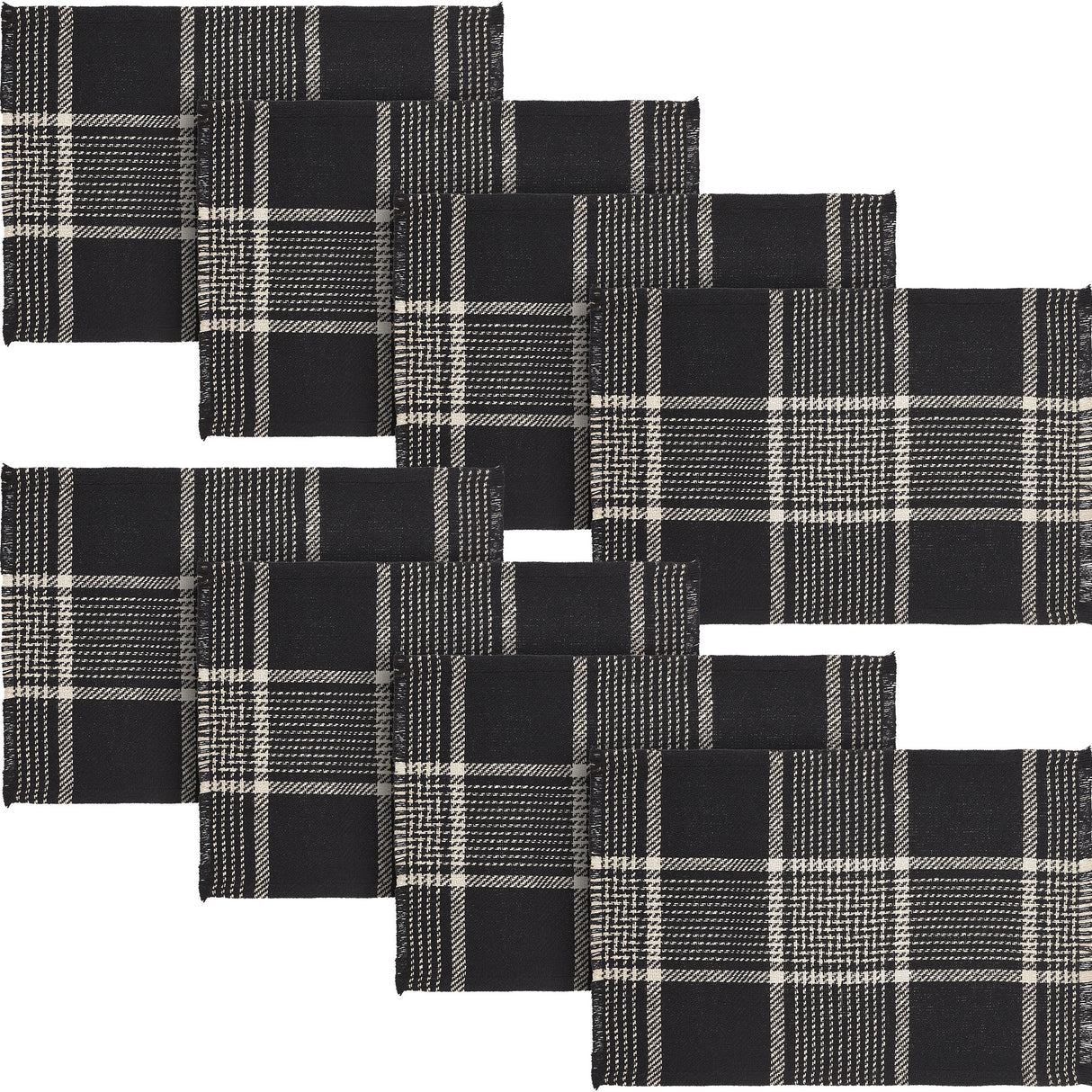 Eston Black Tan Plaid Placemat Set of 2 13x19, 4 Pack 8 Pack