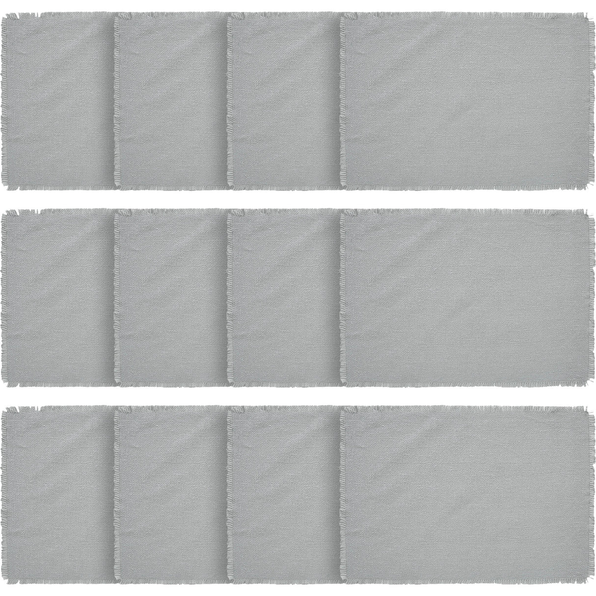 Burlap Dove Grey Placemat Set of 6 Fringed 13x19, 12 Pack