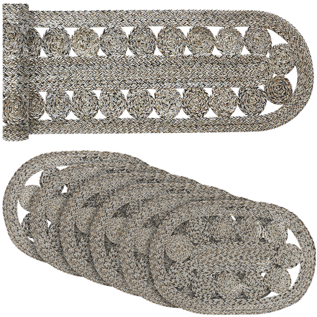 Celeste Dove Grey 12x72 Table Runner & 6 pc 13x19 Placemat Set