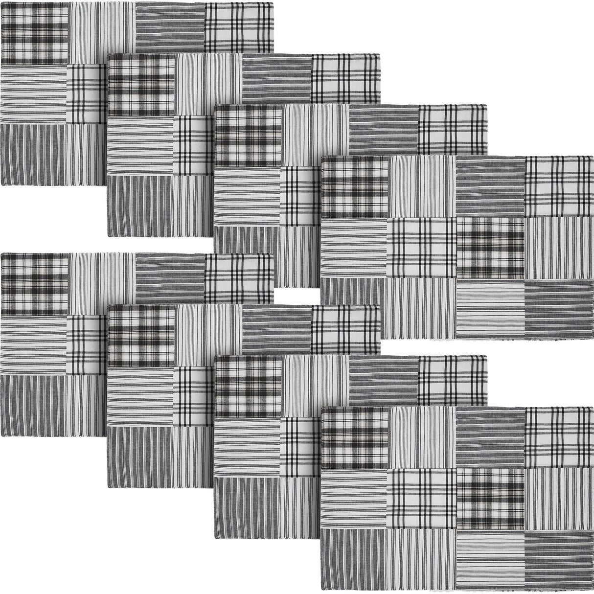 Sawyer Mill Black Quilted Placemat Set of 2 13x19, 4 Pack 8 Pack