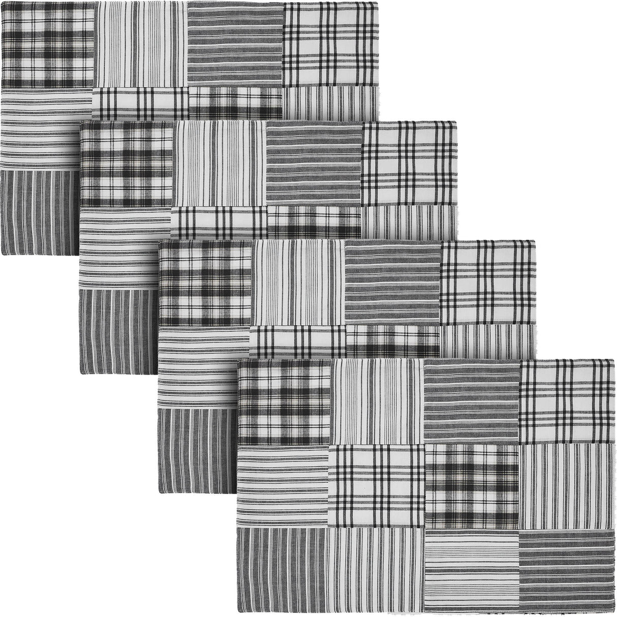 Sawyer Mill Black Quilted Placemat Set of 2 13x19, 4 Pack