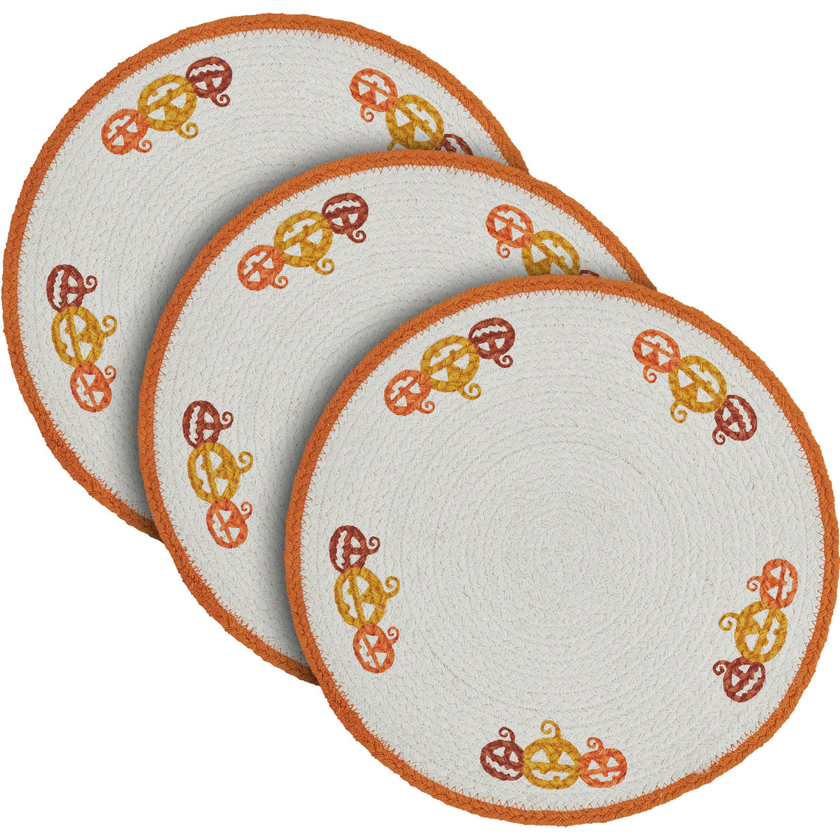 Braided Cotton Country Halloween Stencil Trivet 12, Set of 3
