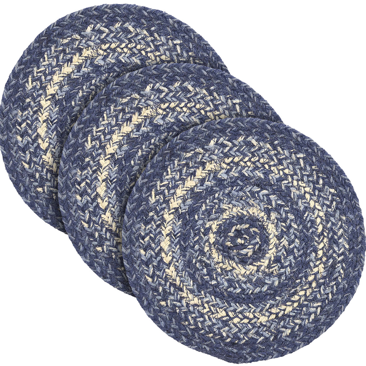 Great Falls Blue Jute Trivet 8, Set of 3