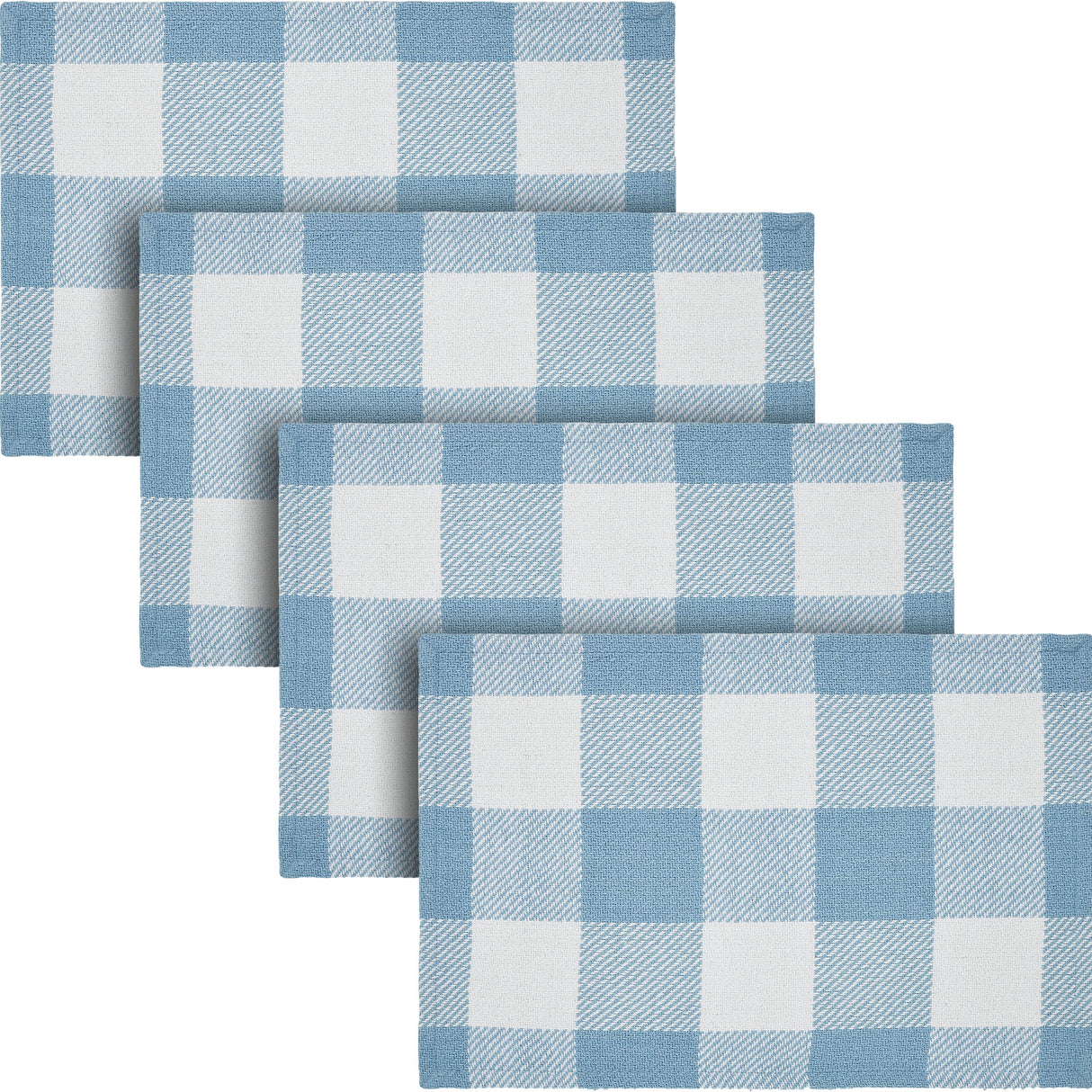 Placemat 13x19 Set of 2, Cotton Dining Room, Kitchen Placemat, Dining Table Placemats, Place Mat, Annie Buffalo Check Collection, Rectangle 13x19, Dusk Blue, 4 Pack