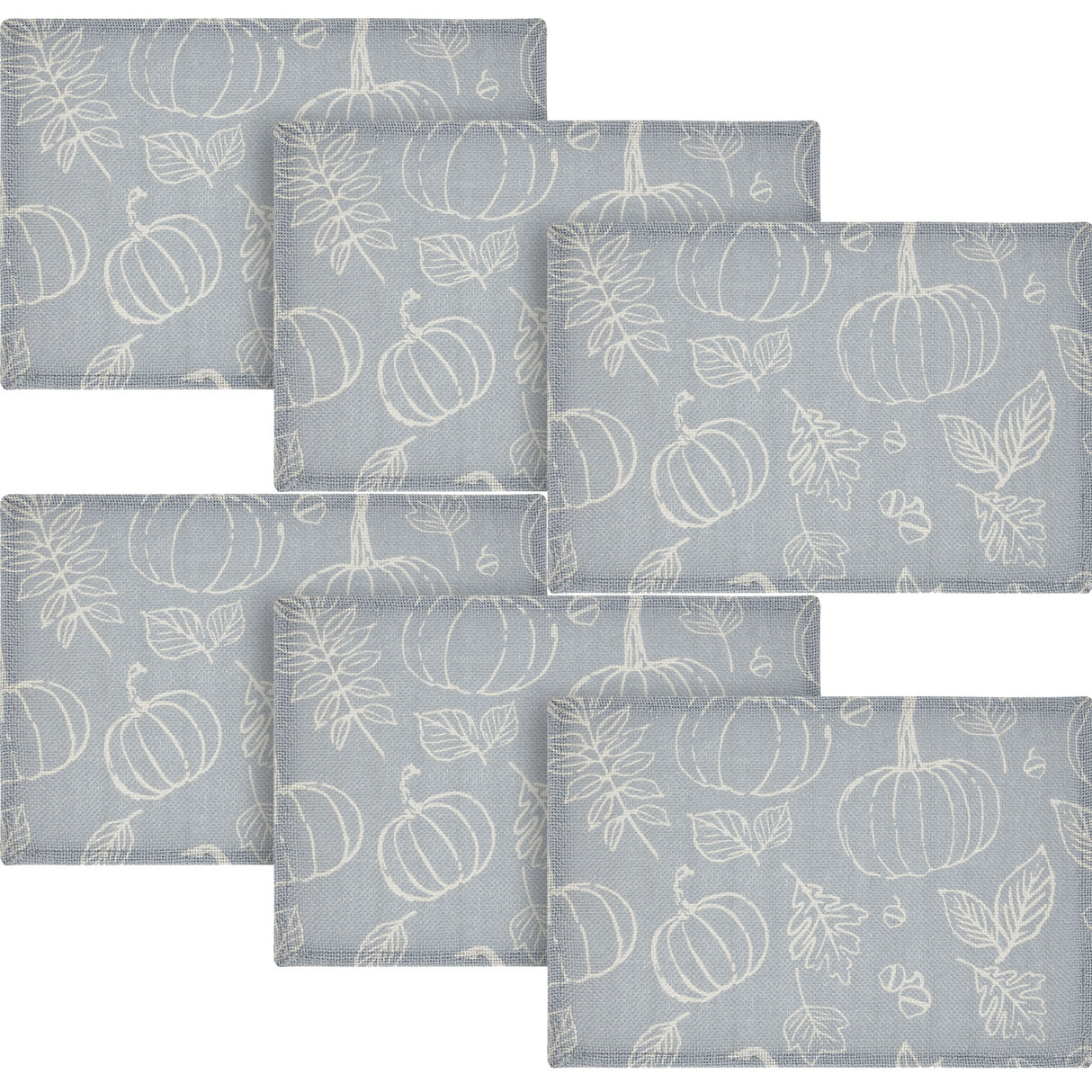Silhouette Pumpkin Grey Placemat Set of 2 13x19, 3 Pack 6 Pack