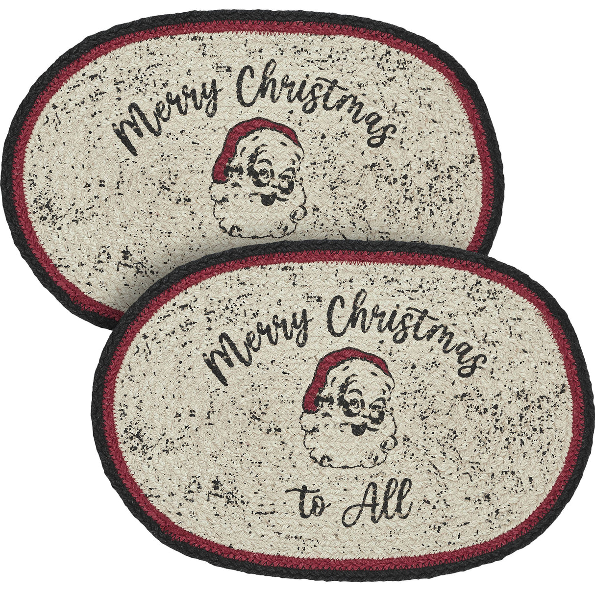 Jolly Ole Santa Jute Oval Placemat 10x15, 2 Pack