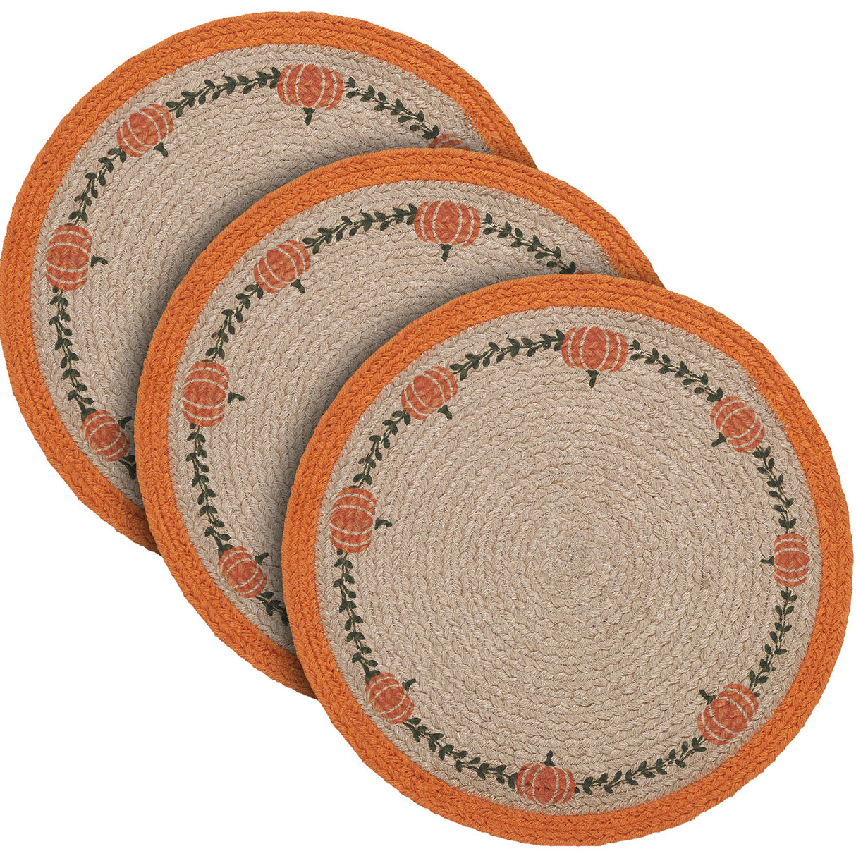 Jute Harvest Blessings Natural Stencil Pumpkin Trivet 12, Set of 3
