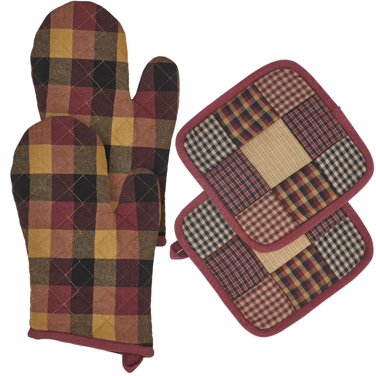 VHC Brands Heritage Farms 4PC Set 2 Oven Mitts and 2 Pot Holders