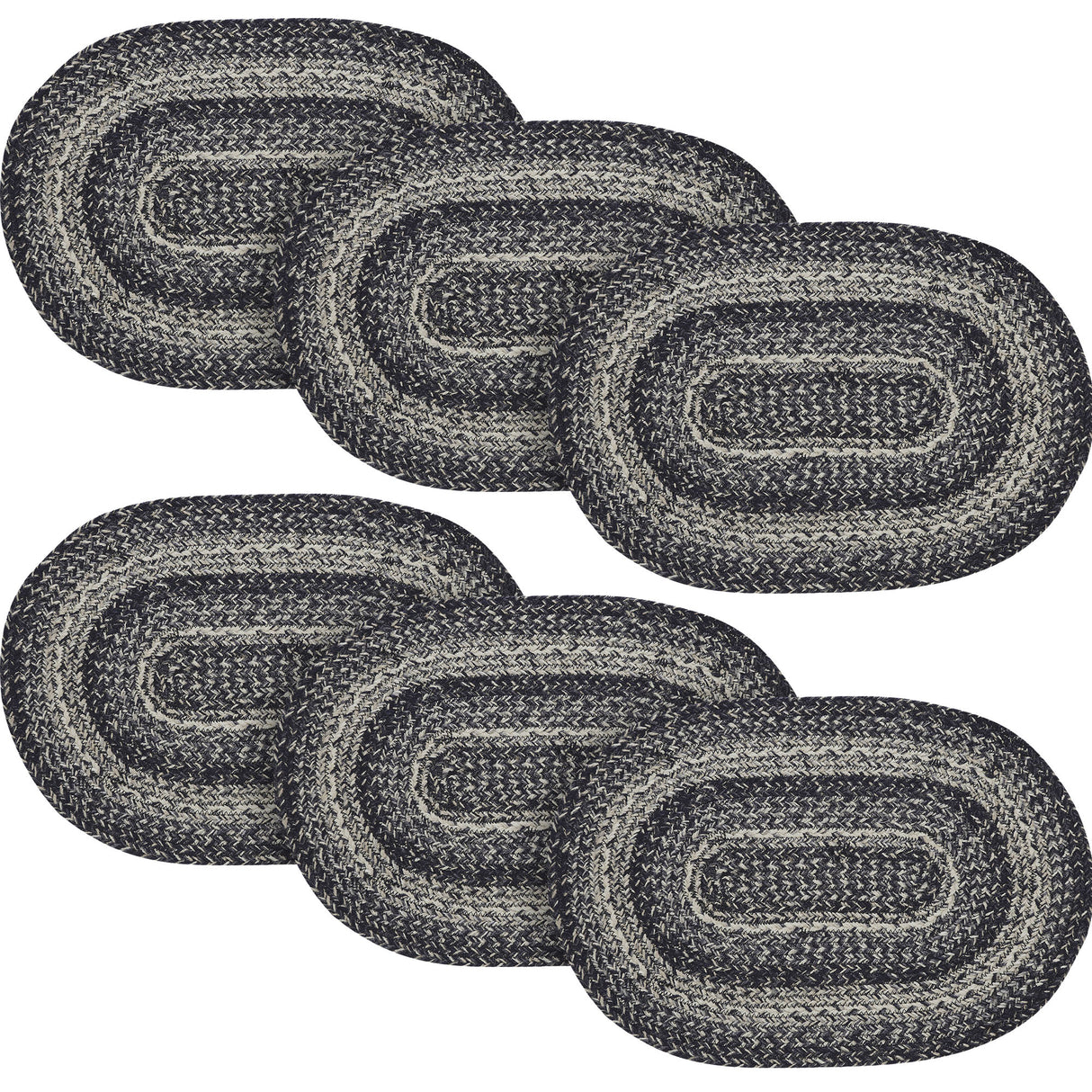 Sawyer Mill Black White Jute Oval Placemat 13x19, 6 Pack 6 Pack