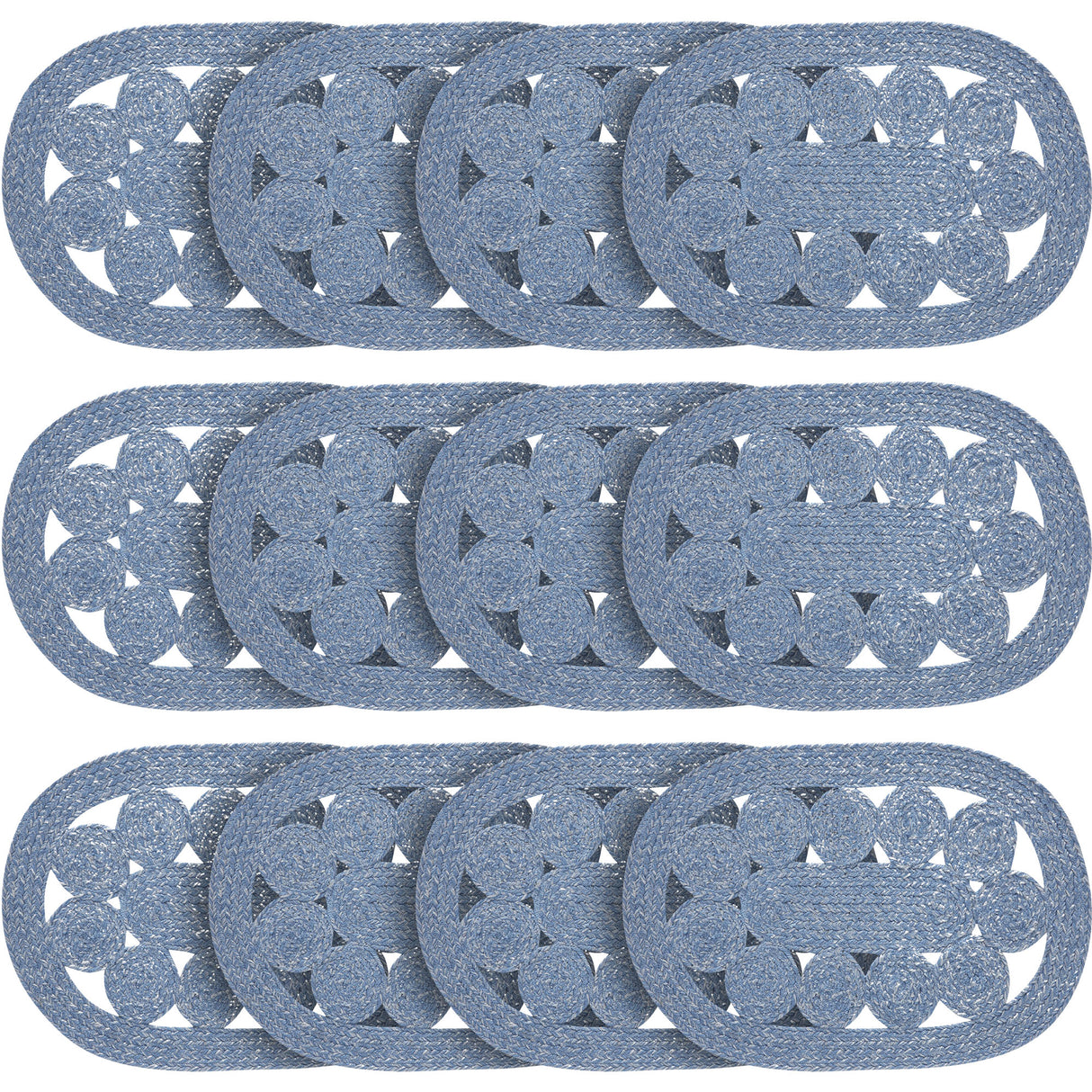 Celeste Blended Blue Indoor/Outdoor Placemat 13x19, 12 Pack 12 Pack
