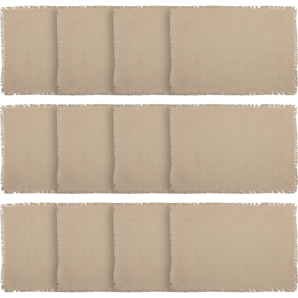 Farmhouse Holiday Tabletop & Kitchen-Burlap Placemat Set of 6, Vintage White Tan, 12 Pack