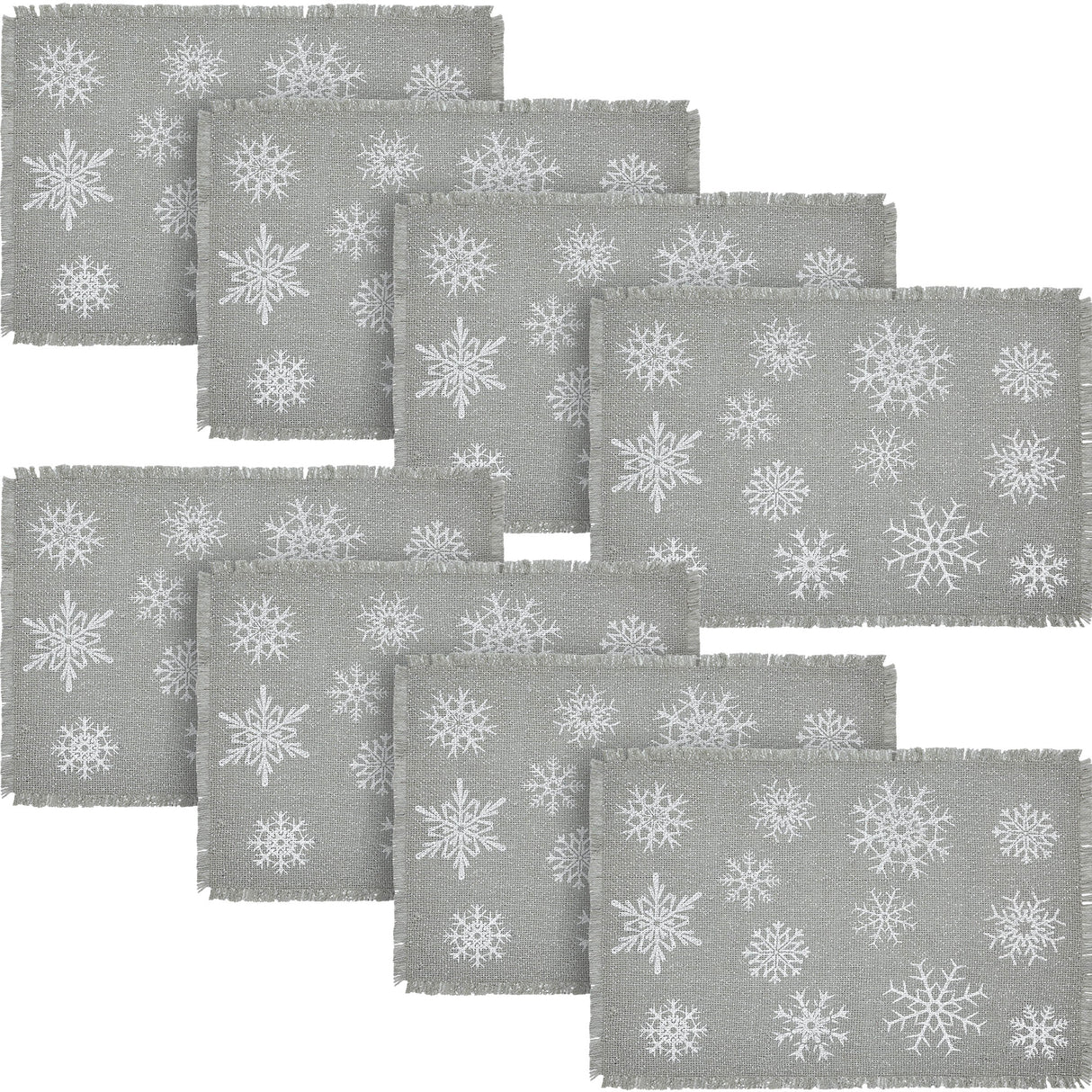 Yuletide Burlap Dove Grey Snowflake Placemat Set of 2 13x19, 4 Pack 8 Pack