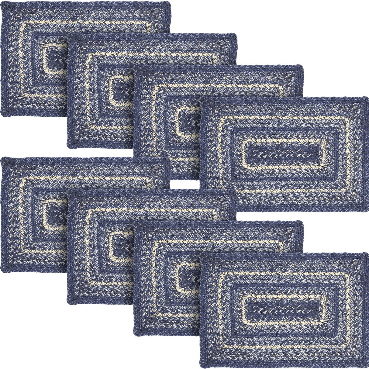 Farmhouse Great Falls Blue Table Placemat, Blue White, Jute Blend, Rectangle, 12x18 Inches, 8 Pack 8 Pack