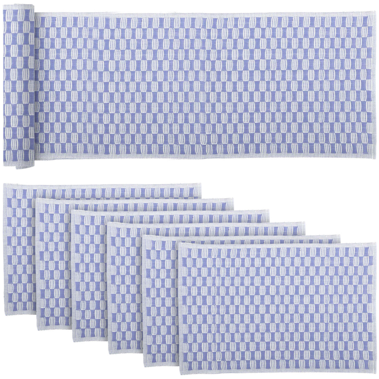 Chandler Colonial Blue 13x72 Table Runner & 6 pc 12x18 Placemat Set