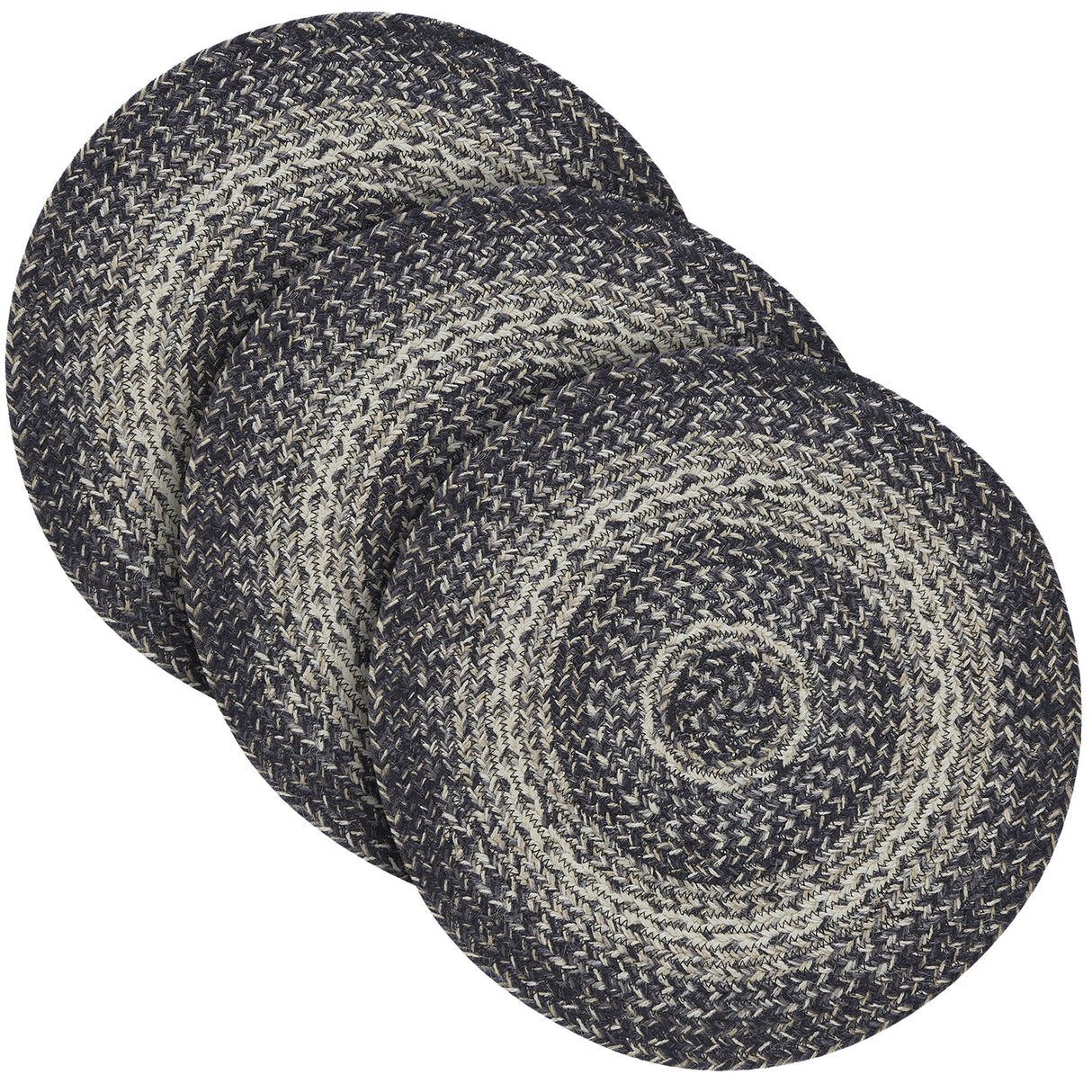 Sawyer Mill Black White Jute Trivet 15 inch Diameter, Set of 3