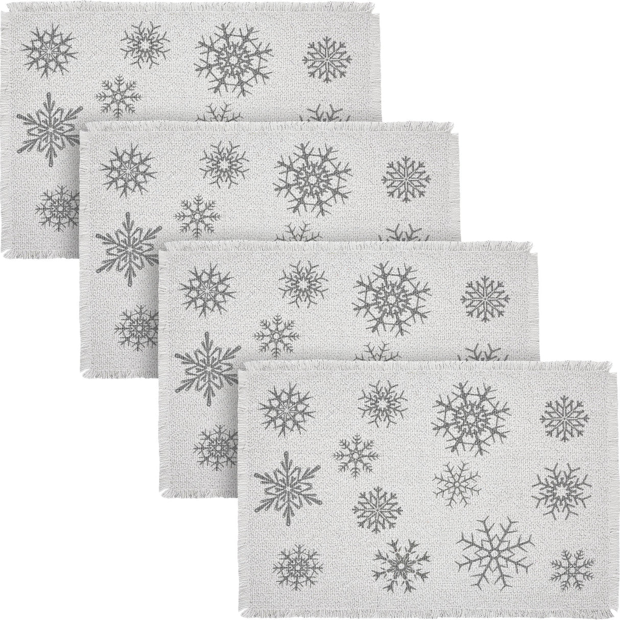 Yuletide Burlap Antique White Snowflake Placemat Set of 2 13x19, 4 Pack