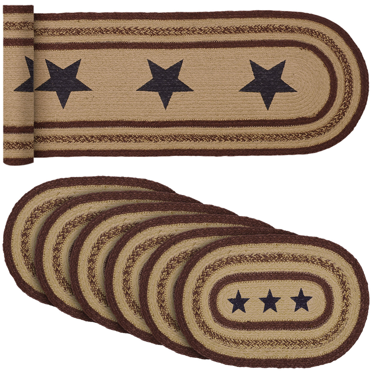 Potomac Burgundy 13x72 Table Runner & 6 pc 10x15 Placemat Set