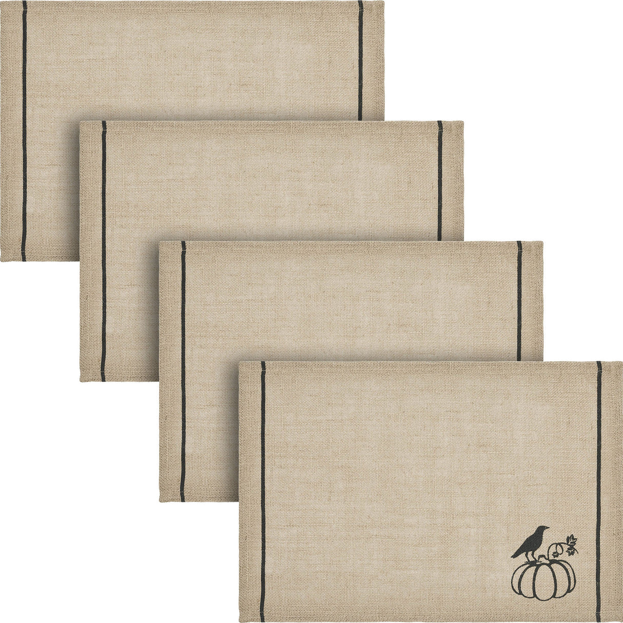 Raven Harvest Burlap Jute Placemat Set of 2 13x19, 4 Pack