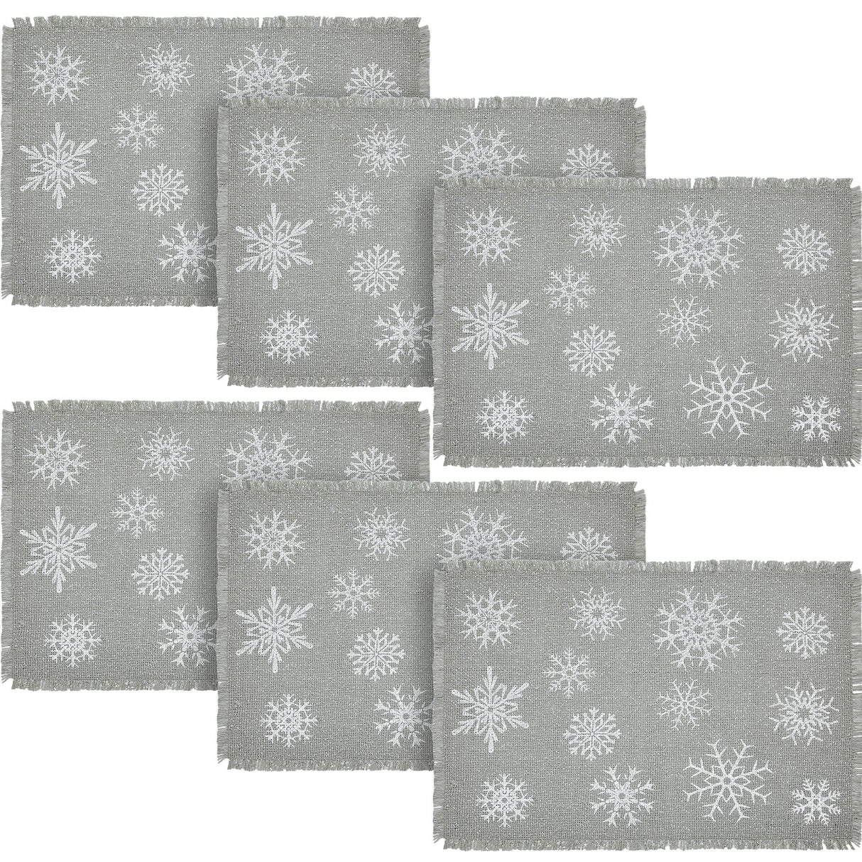 Yuletide Burlap Dove Grey Snowflake Placemat Set of 2 13x19, 3 Pack 6 Pack